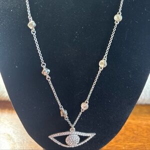 Joan Boyce Crystal Accented Drop Seeing Eye  Necklace JB